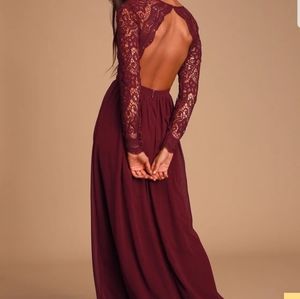 Lulus Awaken My Love Burgundy Long Sleeve Dress